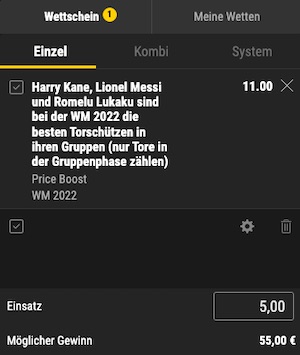 WM Torschützen Price Boosts bwin