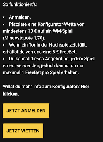 Die Bwin WM Freiwette für einen Treffer in der Verlängerung