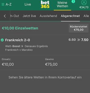 Frankreich Marokko Wette bet365