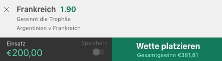 Frankreich Weltmeister Quote bet365