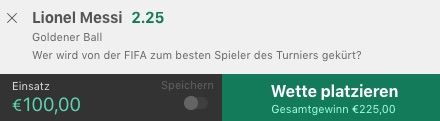 Bester WM Spieler Wette bet365 Messi