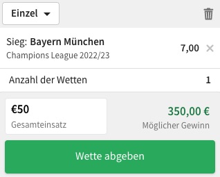 Bayern Champions League Sieger Wette Tipico